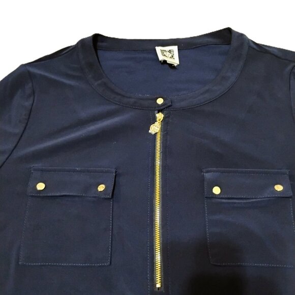 Navy Blue Blouse Anne Klein Size Large - Picture 8 of 10